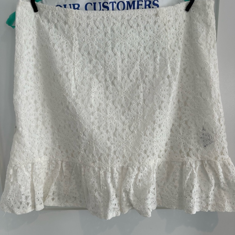 White Lace Ruffle Skirt